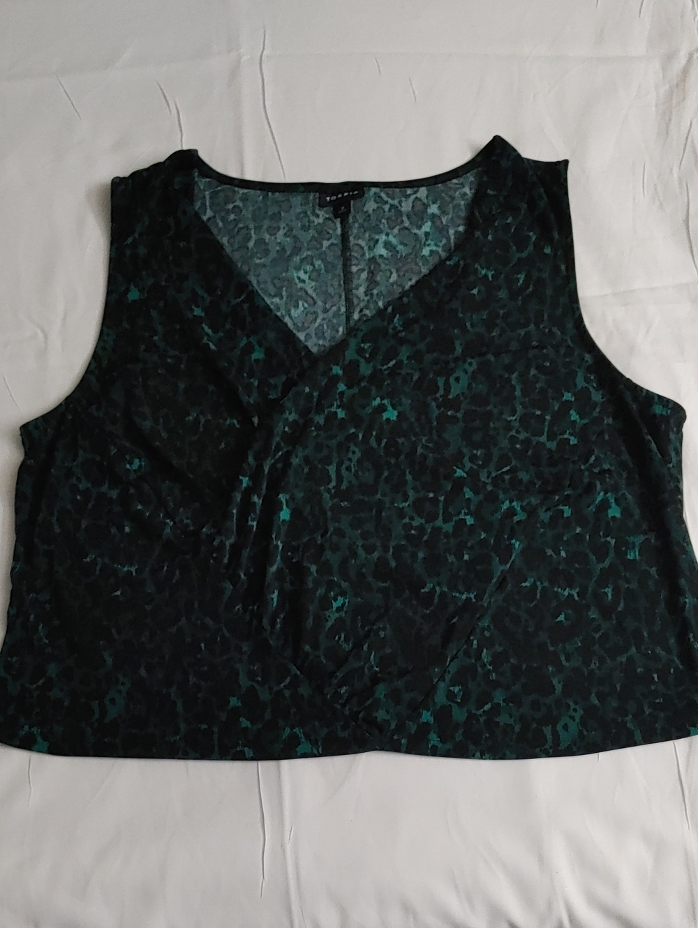 Torrid Sleeveless Wrap-Front Tank Top - Green Leopard Print